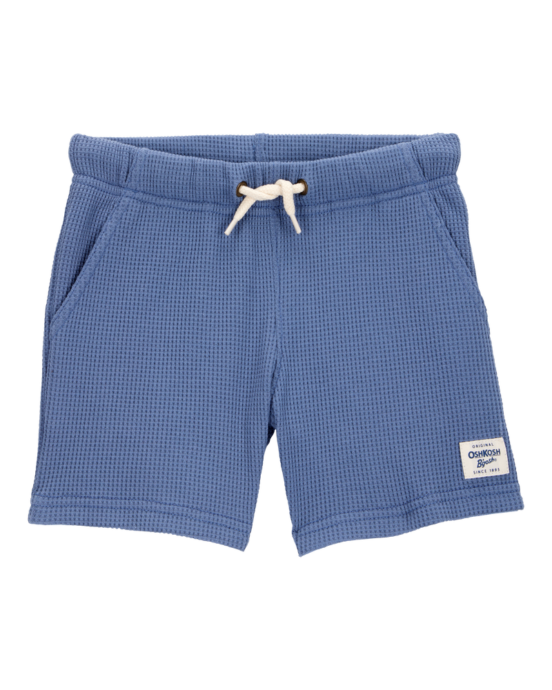 Baby Waffle Knit Drawstring Shots - Blue, image 1 of 5 slides