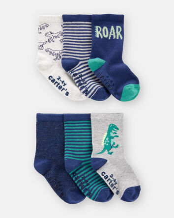 Toddler Boy 6-Pack Dinosaur Print Crew Socks, 