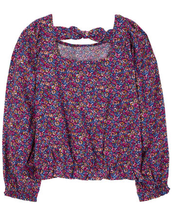 Kid Floral Twill Long-Sleeve Top, 