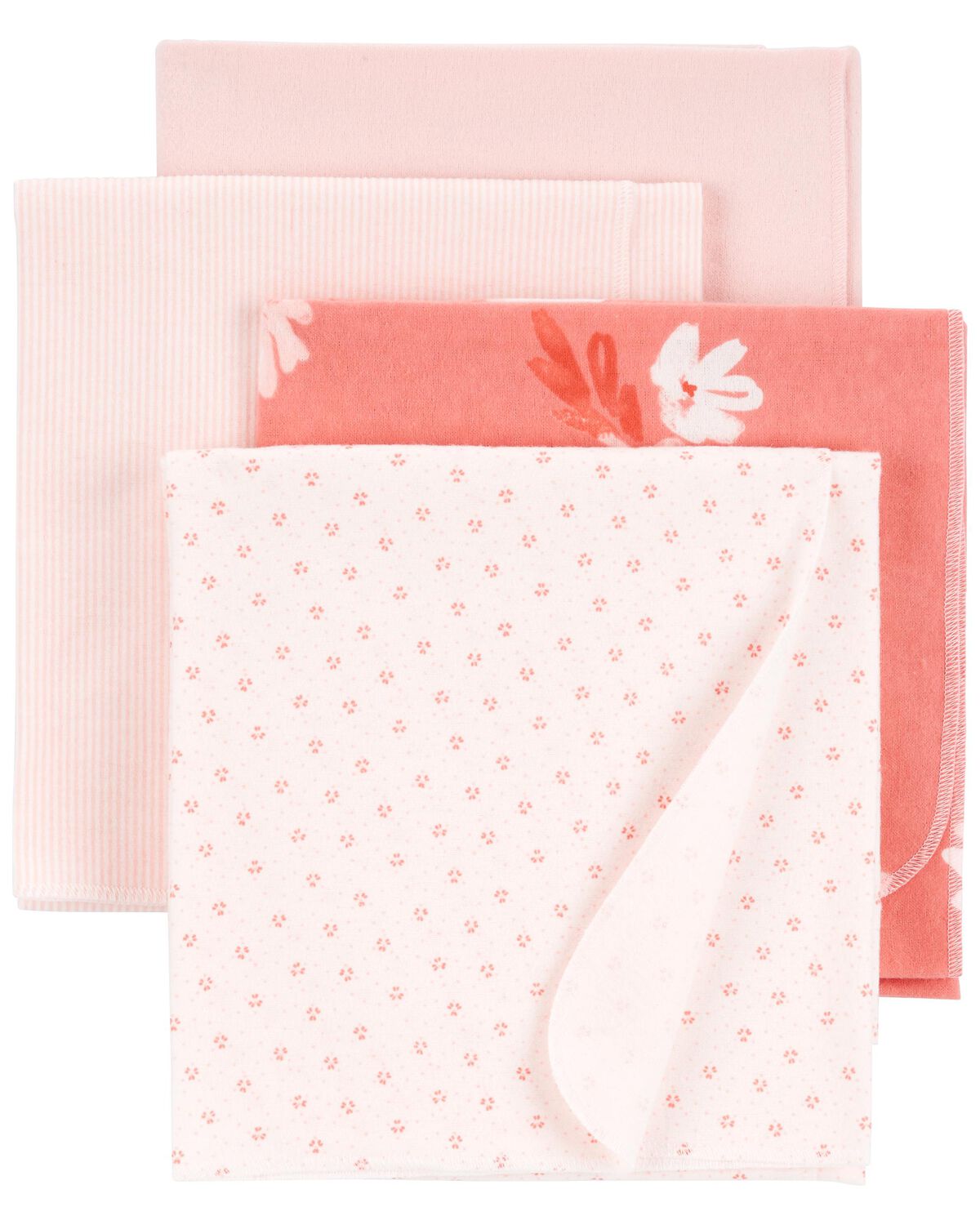 Carters Pink Baby 4-Pack Receiving Blankets