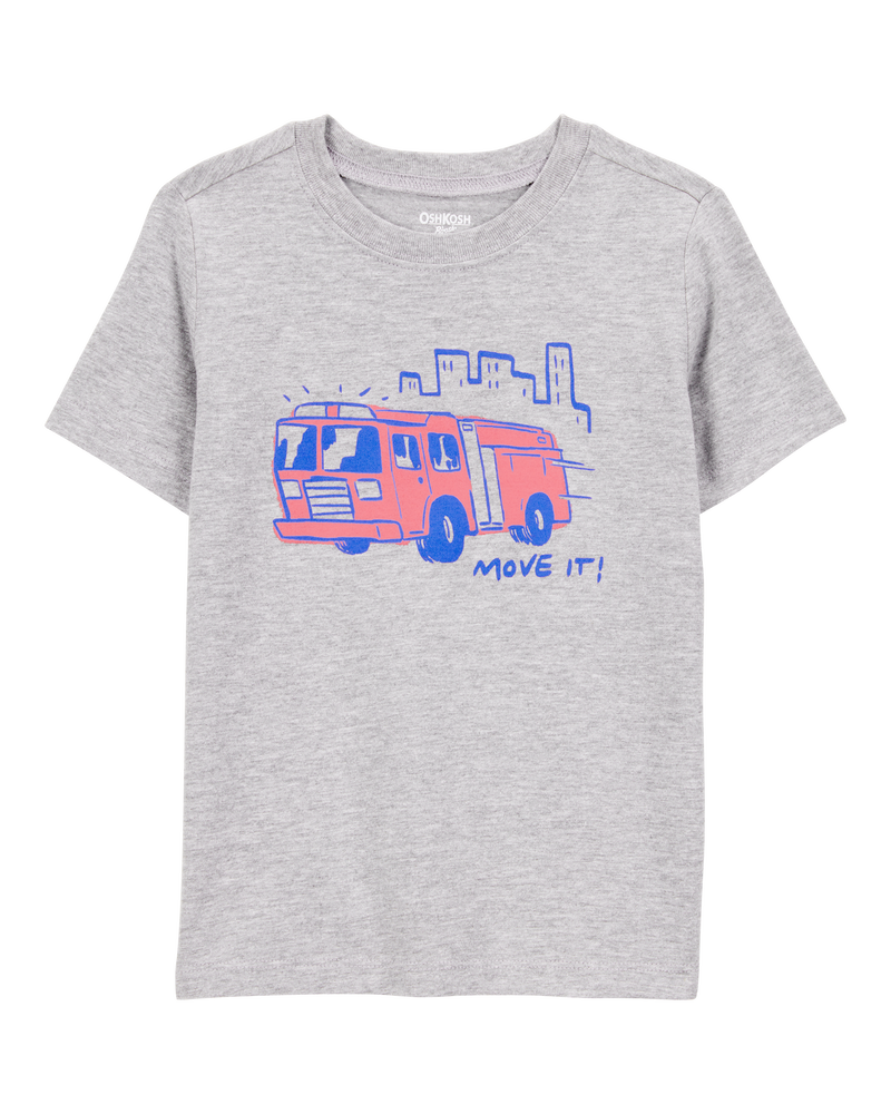 Toddler Firetruck Short-Sleeve Graphic Tee - Grey, image 1 of 2 slides