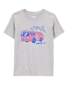 Toddler Firetruck Short-Sleeve Graphic Tee - Grey, image 1 of 2 slides