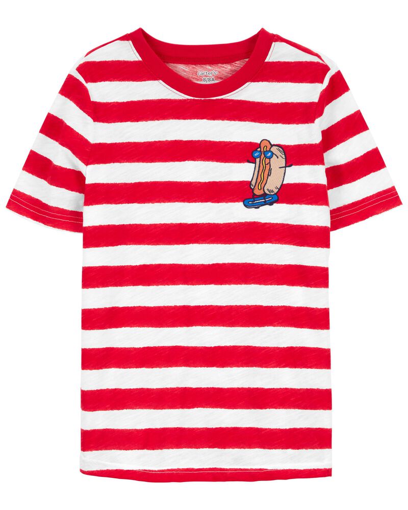 Kid Striped Hot Dog Graphic Tee, image 1 of 2 slides