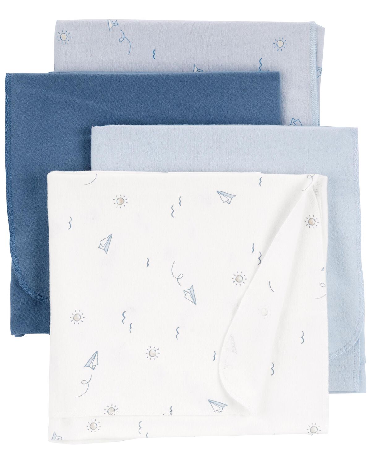 Carters Blue Baby 4-Pack Receiving Blankets