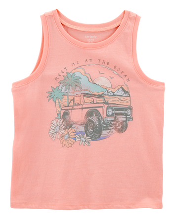 Kid Vintage Beach Muscle Tank - Coral, 