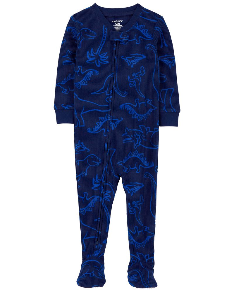Baby 1-Piece Dinosaur Thermal Footie Pajamas, image 1 of 3 slides