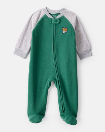 Baby Boy Bear Loose Fit Long-Sleeve Sleep & Play - Green, 