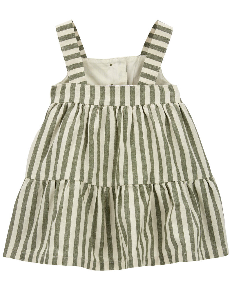 Baby 2-Piece Striped Linen Dress & Headwrap Set, image 3 of 6 slides