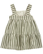 Baby 2-Piece Striped Linen Dress & Headwrap Set, image 3 of 6 slides