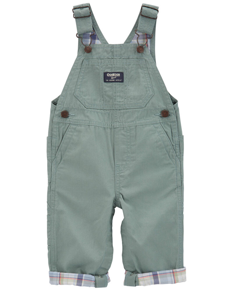 Baby Plaid Lined Lightweight Canvas Overalls, image 1 of 3 slides