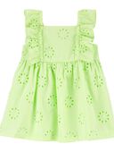Green - Baby Eyelet Ruffle Dress