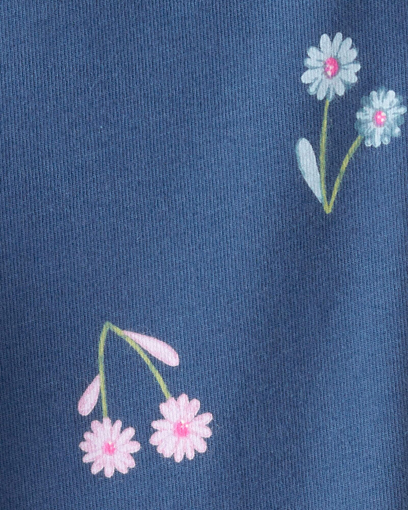 Toddler Girl Floral Cotton Pull-On Stretch Leggings - Blue, image 3 of 4 slides