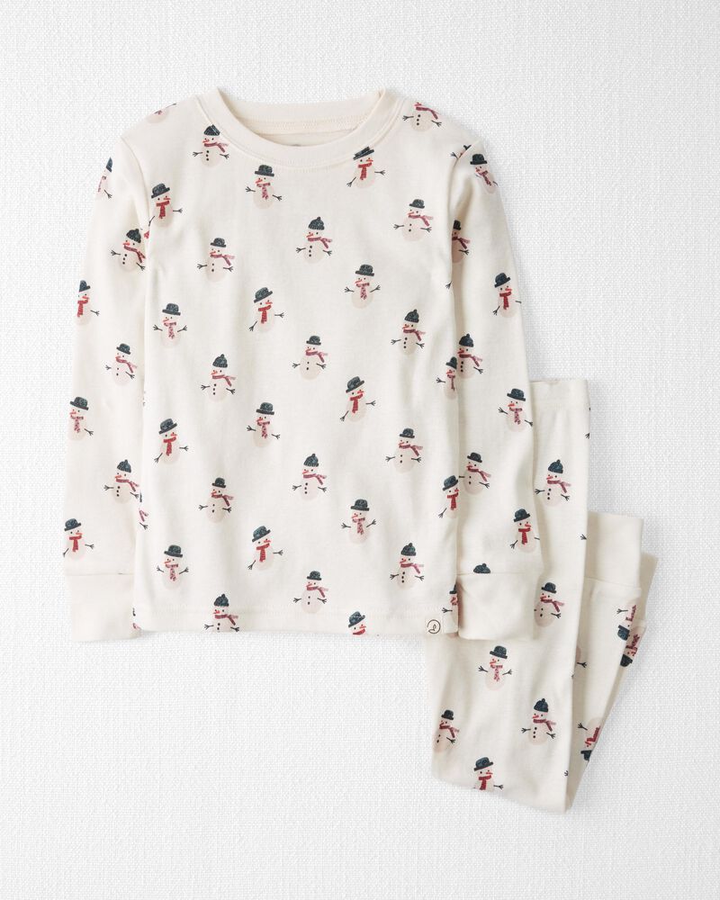 Toddler Organic Cotton Pajamas Set in Snowman, image 1 of 4 slides