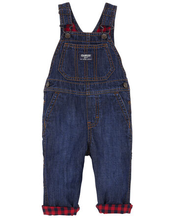 Baby Buffalo Plaid-Lined Overalls
, 