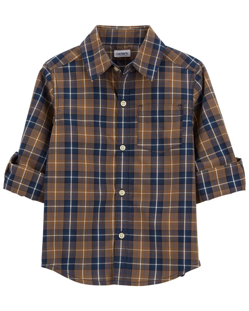 Toddler Plaid Button-Front Shirt, image 2 of 4 slides