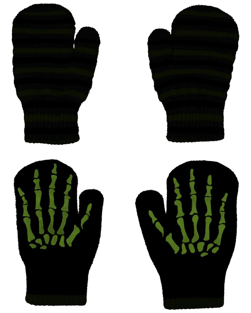 Toddler 2-Pack Skeleton Gripper Mittens, image 2 of 3 slides