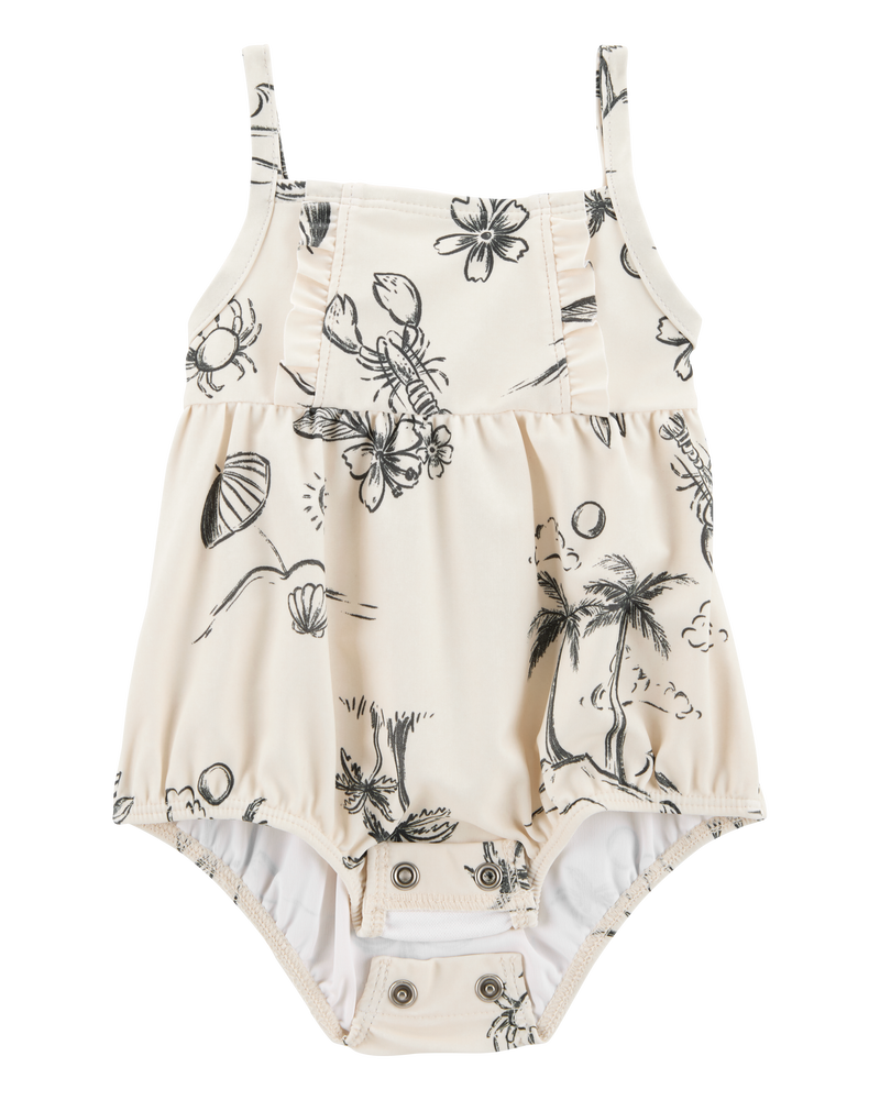 Baby 1-Piece Beach Print Swimsuit, image 2 of 5 slides