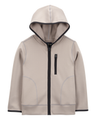 Kid Stretch Tech Zip-Up Hooded Jacket - Khaki, image 1 of 3 slides