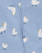 Baby 2-Pack Seagull Striped 2-Way Zip Cotton Sleep & Play Pajamas - Blue, image 2 of 4 slides