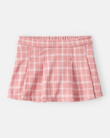 Baby Girl Plaid Print Knit Skort - Pink, 