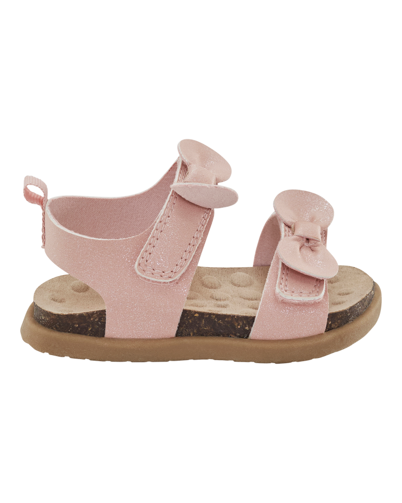 Baby Every Step® First Walker Bow Faux Cork Sandals - Pink, image 2 of 7 slides