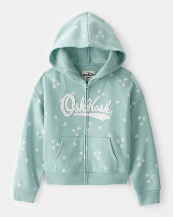 Girls Butterfly Print DayDream Fleece Jacket - Green, 