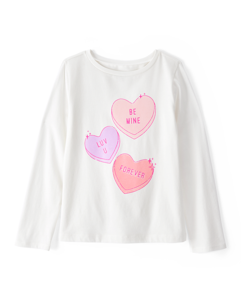 Kid Be Mine Long-Sleeve Graphic Tee - White, image 1 of 4 slides