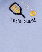 Baby Pickleball Cotton Romper - Blue, image 4 of 5 slides