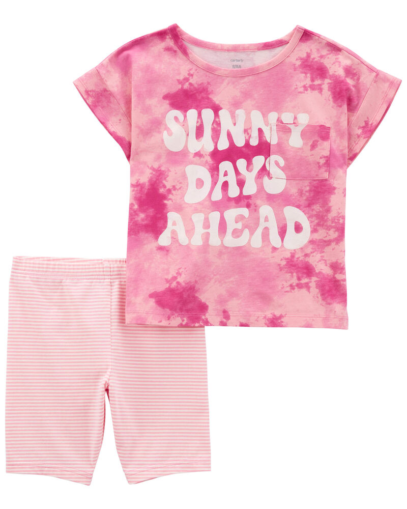 Kid 2-Piece Sunny Days Tee & Bike Short Set, image 1 of 3 slides