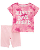 Kid 2-Piece Sunny Days Tee & Bike Short Set, image 1 of 3 slides