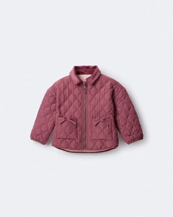 Toddler Girl Quilted Barn Jacket - Burgundy, 
