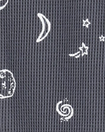 Baby Boy Space Print 2-Way Zip Waffle Knit Sleep & Play - Grey, 