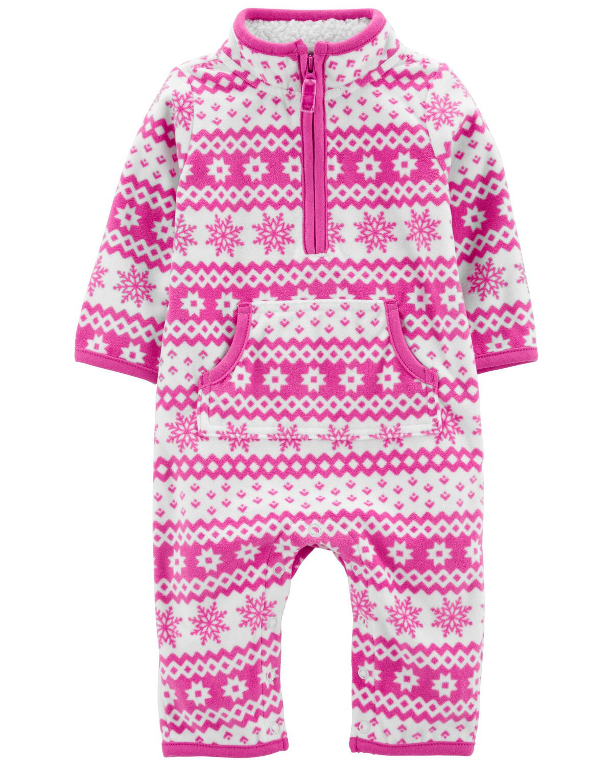 Pink Baby Fair Isle Fleece Jumpsuit