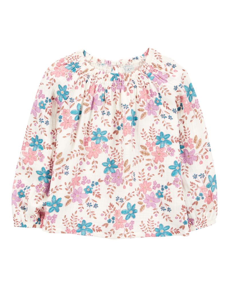 Baby Floral Woven Long-Sleeve Gauze Top - Floral, image 1 of 3 slides