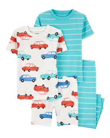 Toddler 2-Piece Striped Car 100% Snug Fit Cotton Pajamas, 