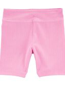 Pink - Kid High Rise Ribbed Bike Shorts