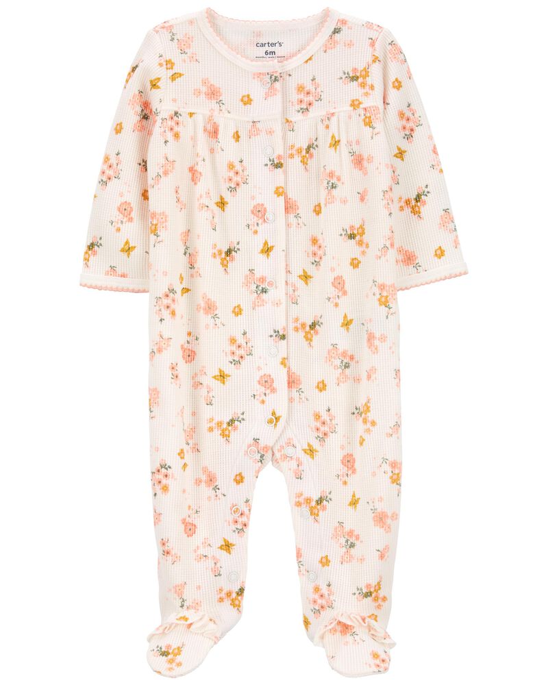 Baby Floral Snap-Up Cotton Sleep & Play Pajamas, image 1 of 3 slides