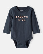 Baby Girl "Daddy's Girl" Cotton Long-Sleeve Graphic Bodysuit - Navy Blue, image 1 of 3 slides