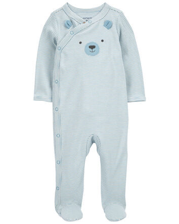 Bear Snap-Up Cotton Sleep & Play Pajamas, 