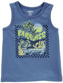 Blue - Toddler Cotton Jersey Graphic Tank