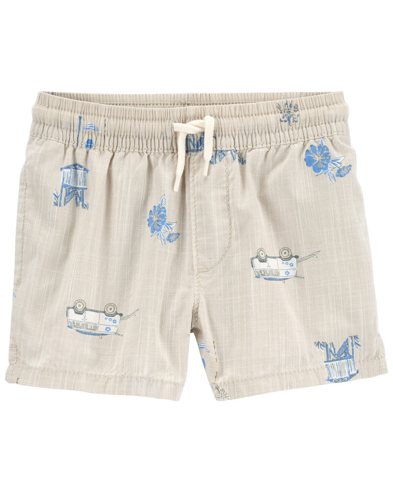 Baby Seaside Print Cotton Chambray Shorts, image 1 of 1 slides