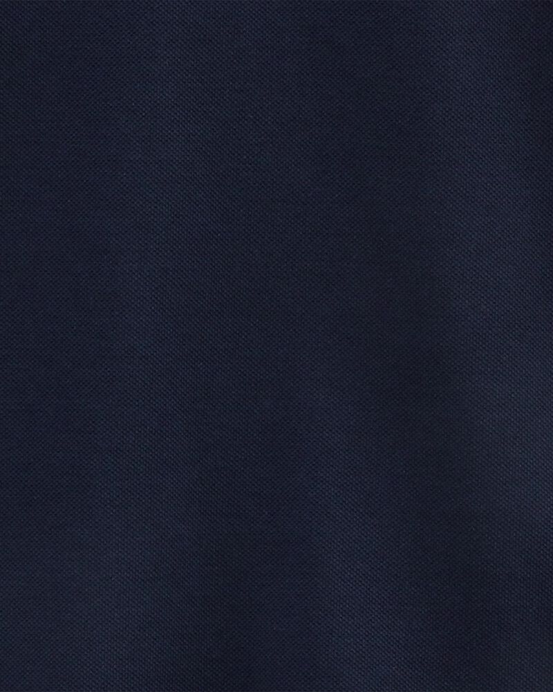 Kid Navy Long-Sleeve Piqué Polo Shirt, image 2 of 3 slides