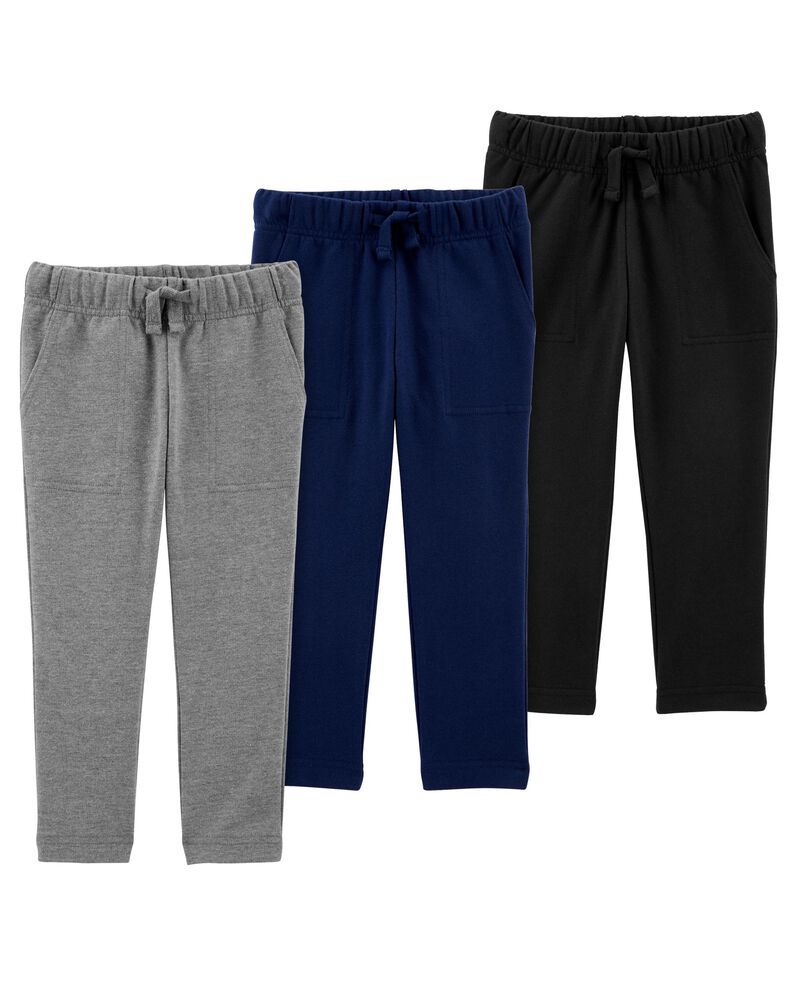Baby 3-Pack French Terry Drawstring Joggers Set, image 1 of 1 slides