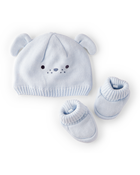 Baby 2-Piece Puppy Crochet Booties & Hat - Blue , image 1 of 2 slides
