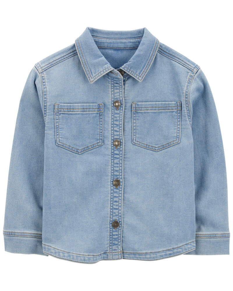 Kid Denim Button-Up Shacket, image 1 of 3 slides