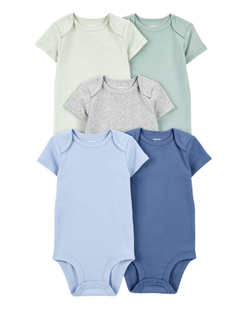 Baby 9-Piece Solid Short-Sleeve Bodysuits & Pull-On Pants Set, 