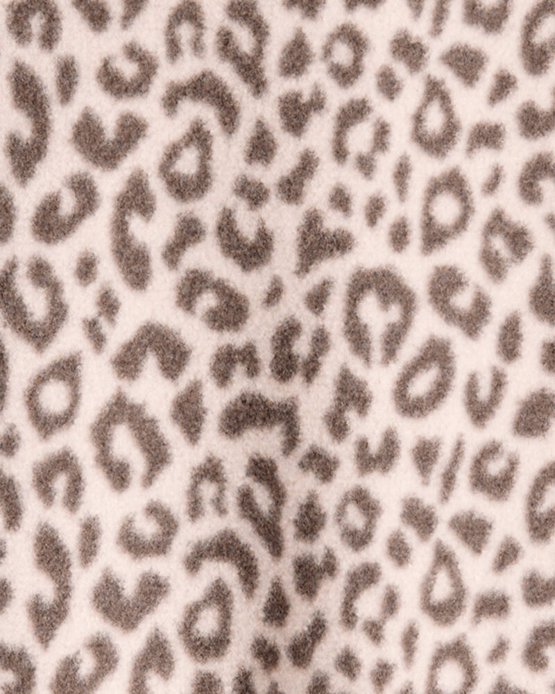 Toddler Girl Leopard Print Fleece Long-Sleeve Loose Fit 1-Piece Pajamas, image 3 of 5 slides