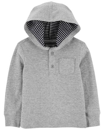 Toddler Hooded Heather Grey Long-Sleeve Top, 