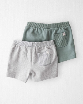 Baby 2-Pack Organic Cotton Waffle Knit Shorts, 