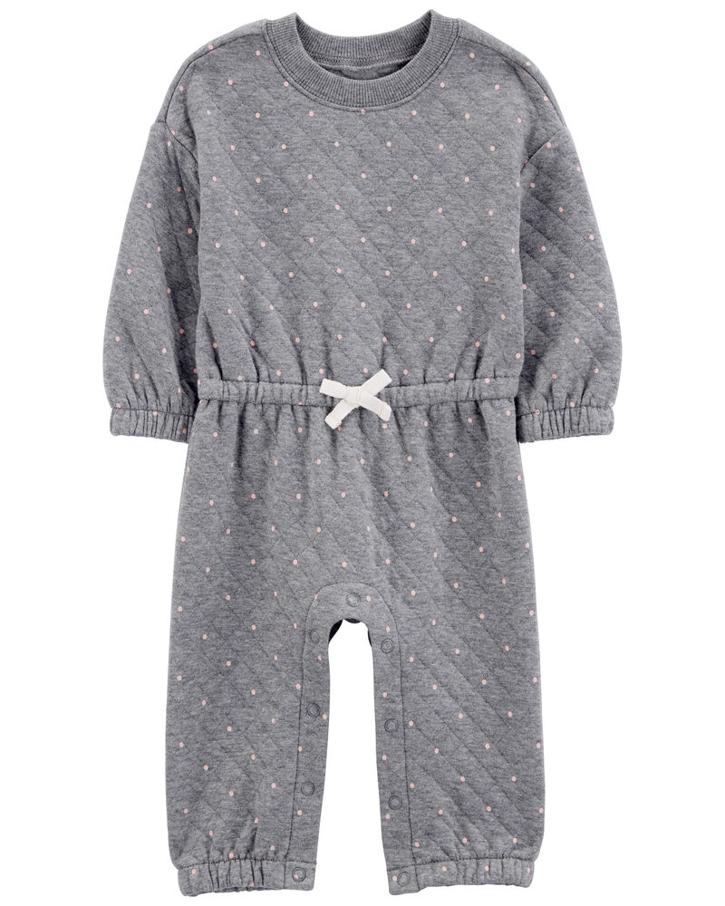 Baby Polka Dot Double-Knit Jumpsuit, image 1 of 3 slides